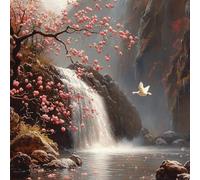 Pintar por Numeros Adultos, Valle De La Cascada, DIY Painting by Numbers Principiantes Kits, Cuadros para Pintar por Numeros Pinturas Acrilicos con Pinceles, Decoración Hogar 70x70cm Sin Marco WJY7700