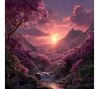 Pintar por Numeros Adultos, Valle Del Amanecer, DIY Painting by Numbers Principiantes Kits, Cuadros para Pintar por Numeros Pinturas Acrilicos con Pinceles, Decoración Hogar 50x50cm Sin Marco WJY7-734