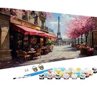 Pintar por Numeros Adultos Vista calle DIY Pintura por Numeros Adultos Torre Eiffel Cuadros para Pintar por Numero Kit con Pinceles y Pinturas para Halloween Decoracion Hogar 40x90 cm Sin Marco Z-89