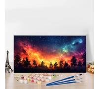 Pintar por Numeros Adultos Vistoso Kit Manualidades Adultos Cielo Estrellado Pintar por Numeros para Principiantes,DIY Cuadros Colorear por Numers Navidad Decoracion Hogar,Regalo Mujer 80 x 160 G8-885