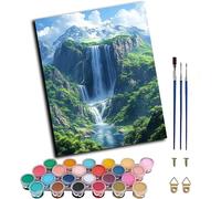 Pintar por Numeros Adultos WaterFalls, Pintar por Numeros con Marco Paisaje, DIY Paint by Numbers Adult Kit con Pinceles, Paint by Numbers Para Cuadros Decoracion Salon Modernos 20x30cm 0-6165