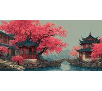 Pintar por Numeros Adultos y Principiantes, XXL Kit de Pintura Acrílica DIY en Lienzo, con Pinceles y Pigmentos, Manualidades Creativas Decoración, Sin Marco, 30x60cm, áRbolArquitectura Antigua J-216