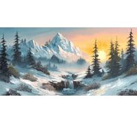 Pintar por Numeros Adultos y Principiantes, XXL Kit de Pintura Acrílica DIY en Lienzo, con Pinceles y Pigmentos, Manualidades Creativas Decoración, Sin Marco, 50x100cm, Amanecer MontañA Nevada J-872