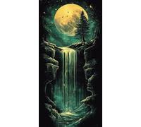 Pintar por Numeros Adultos y Principiantes, XXL Kit de Pintura Acrílica DIY en Lienzo, con Pinceles y Pigmentos, Manualidades Creativas Decoración Hogar Regalos, Sin Marco, 75x150cm, Cascada Luna J937