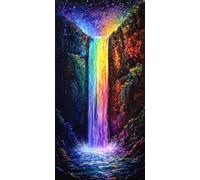Pintar por Numeros Adultos y Principiantes, XXL Kit de Pintura Acrílica DIY en Lienzo, con Pinceles y Pigmentos, Manualidades Creativas Decoración Hogar, Sin Marco, 60x120cm, Arco Iris Cascada J-647