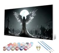 Pintar por Numeros Ala Pintar por Numeros áNgel Paint by Numbers Adult con 3 Pinceles y Pigmento Acrílico Manualidades Adultos para Decoracion Hogar Pared, Regalo Mujer (70 * 140cm) -hcw2507PA307E5