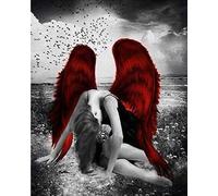 Pintar por Números Alas Rojas Black Angel DIY Cuadro Al Óleo con Números Kit Pintura Al Óleo Digital para Adultos y Niños Lienzo Decoración 40x50cm - Sin Marco