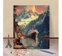 Pintar por Numeros Alaska Pintar por Numeros Set Bote Painting by Numbers DIY Kit Pintura Entretenimiento Adultos Principiante Paintings Kits, Decoracion Hogar Regalo Sin Marco 30x40cm 8-D97O8