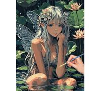 Pintar por Numeros Ángel, 90x120cm Pintura por Números Elfos para Adultos, Sin Marco, Kit de Pintura al Óleo de Lienzo con 3 Pinceles, Pigmento Acrílico, Paint by Numbers Decoración Pared, -7475