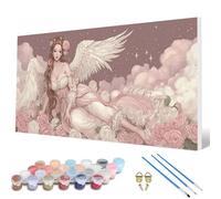 Pintar por Numeros áNgel Pintar por Numeros Flores Paint by Numbers Adult con 3 Pinceles y Pigmento Acrílico Manualidades Adultos para Decoracion Hogar Pared, Regalo Mujer (50 * 100cm) -hcw25076K