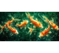 Pintar por Numeros Animal carpa koi, Grande Manualidades Adultos Painting by Numbers Kits, Pintar por Numeros Niños, Principiantes DIY Kit de Pintura al óleo de Lienzo, para Decor Hogar 50x100cm L-198