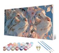 Pintar por Numeros Animal Pintar por Numeros Gato Paint by Numbers Adult con 3 Pinceles y Pigmento Acrílico Manualidades Adultos para Decoracion Hogar Pared, Regalo Mujer 90X180 CM -hcw2507KUS5S30