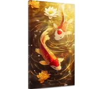 Pintar por Numeros Animal Pintar por Numeros Niños Lienzo Paint by Numbers Adultos Manualidades Niños DIY Kit de Pintura al Óleo con Marco, Regalo, Cuadros Decorativos Carpa Koi 90x180cm k-1404