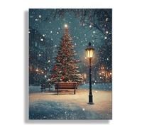 Pintar por Numeros árbol de Navidad paisaje, Manualidades Adultos, Cuadros para Pintar por Numeros, Libro Colorear Adultos, con 3 Pinceles y Pigmento Acrílico, Regalo Mujer, Sin Marco 50x70cm Q3S-532