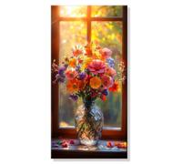 Pintar por Numeros Atardecer Flores frescas, Grande Manualidades Adultos Painting by Numbers Kits, Pintar por Numeros Principiantes, DIY Kit Pintura al óleo de Lienzo, Decor Hogar 20x40cm s0h-813
