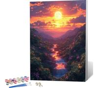 Pintar por Numeros Atardecer Pintar por Numeros Adultos, Painting by Numbers Paisaje Paint by Numbers Adult Manualidades con Pinceles Pintura Acrilica para Decoracion Hogar, Regalo 30X40 CM -zjn260496