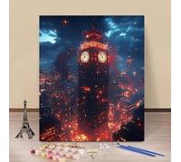 Pintar por Numeros Big Ben Pintar por Numeros Set Ciudad Painting by Numbers DIY Kit Pintura Entretenimiento Adultos Principiante Paintings Kits, Decoracion Hogar Regalo Sin Marco 70x100cm 0-5423I