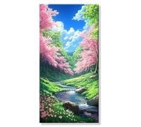 Pintar por Numeros Bosque Paisaje, Grande Manualidades Adultos Painting by Numbers Kits, Pintar por Numeros Principiantes, DIY Kit Pintura al óleo de Lienzo con Pinceles, Decor Hogar 20x40cm s0h-809