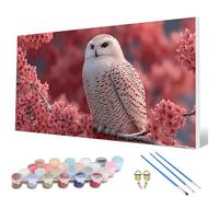 Pintar por Numeros BúHo Pintar por Numeros Flores de Cerezo Paint by Numbers Adult con 3 Pinceles y Pigmento Acrílico Manualidades Adultos para Decoracion Hogar, Regalo Mujer 70 x 140 cm -hcw250720
