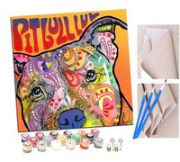 Pintar por Numeros Bulldog de color Adultos Kit de Pintura al óleo de Lienzo DIY para con Pinceles Pigmento Acrílico 40 x 40cm (Sin Marco)