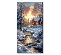 Pintar por Numeros Cabina Invierno, Grande Manualidades Adultos Painting by Numbers Kits, Pintar por Numeros Principiantes, DIY Kit Pintura al óleo de Lienzo con Pinceles, Decor Hogar 20x40cm s0h-820