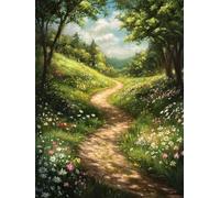 Pintar por Numeros Camino de Flores Silvestres, DIY Pintar por Numeros Adultos Paisajes 30x40 cm, Pintura por Numeros con Pinceles y Pinturas Acrílicas para Decoración del Hogar (Sin Marco) -YH1283