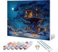 Pintar por Numeros Casas Pintar por Numeros Adultos, Painting by Numbers Cielo Estrellado Paint by Numbers Adult con 3 Pinceles Pintura Acrilica para Decoracion Hogar, Regalo 120 x 90 cm -hjw25010IL