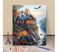 Pintar por Numeros Casas Pintar por Numeros Set áGuila Painting by Numbers DIY Kit Pintura Entretenimiento Adultos Principiante Paintings Kits, Decoracion Hogar Regalo Sin Marco 50x80cm B-N7010