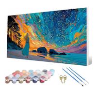 Pintar por Numeros Cielo Estrellado Pintar por Numeros Vistoso Paint by Numbers Adult con 3 Pinceles y Pigmento Acrílico Manualidades Adultos para Decoracion Hogar, Regalo 100 x 300 cm -hcw250798