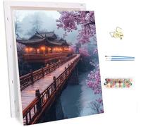 Pintar por Numeros con Marco Arquitectura Cuadros para Pintar por Numeros Puente, DIY Manualidades Adultos, Paint by Numbers Adult con Pinceles, Cuadros Decoracion Salon Modernos Regalo 40x50cm W-6679