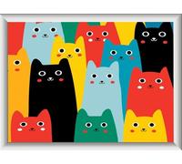 Pintar por Numeros con Marco Manualidades Niños 5 6 7 8 9 10 11 Años Manada de Gatos DIY Kit Cuadros Pintura Paint by Numbers Painting Números Regalos Regalo Cumpleaños Infantil Pasatiempos