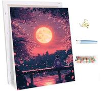 Pintar por Numeros con Marco Mujeres Japonesas Cuadros para Pintar por Numeros Luna, DIY Manualidades Adultos, Paint by Numbers Adult con Pinceles, Cuadros Decoracion Salon Modernos 30x40cm K-6317