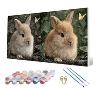Pintar por Numeros Conejo Pintar por Numeros Animal Paint by Numbers Adult con 3 Pinceles y Pigmento Acrílico Manualidades Adultos para Decoracion Hogar Pared, Regalo Mujer 30X60 CM -hcw2507GNS94SR