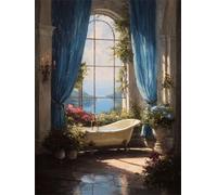 Pintar por Numeros cortina Pintura por Numeros Adultos bañera Paint by Numbers, DIY Paint by Numbers Adult, Includes Complete Paint Kit, Regalos Mujer, Home Decoration, Without Frame, 50x70cm e-110