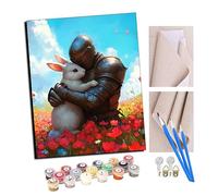 Pintar por Numeros DIY Cuadro al óleo con números para Kit de Pintura al óleo Digital para Adultos de Lienzo decoración para el hogar The Knight and the White Rabbit 40x50cm on marco