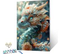 Pintar por Numeros Dragón Cuadros Para Pintar por Numeros Flor Paint by Numbers Adult con 3 Pinceles y Pinturas Acrilicos Manualidades Adultos por Decoracion Pared, Regalos Para Mujer 20x30 CM -252gE4