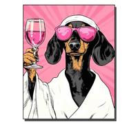 Pintar por Numeros El elegante vino rosado del perro salchicha DIY Cuadro al óleo con números para Kit de Pintura al óleo Digital para Adultos de Lienzo decoración para el hogar 40x50cm Sin marco