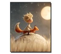 Pintar por Numeros El Zorro y el Principito bajo la Noche Estrellada DIY Cuadro al óleo con números para Kit de Pintura al óleo Digital para Adultos de Lienzo decoración para el hogar Sin marco