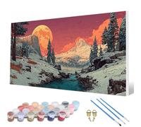 Pintar por Numeros Escena de Nieve Pintar por Numeros Luna Paint by Numbers Adult con 3 Pinceles y Pigmento Acrílico Manualidades Adultos para Decoracion Hogar Pared, Regalo Mujer 50x100cm -hcw2507I1
