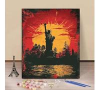 Pintar por Numeros Estatua De La Libertad Pintar por Numeros Set Sunrset Painting by Numbers DIY Kit Pintura Entretenimiento Adultos Paintings Kits, Decoracion Hogar Regalo Sin Marco 60x90cm 7-R198G