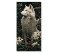 Pintar por Numeros Flor Lobo, Grande Manualidades Adultos Painting by Numbers Kits, Pintar por Numeros Principiantes, DIY Kit de Pintura al óleo de Lienzo con 3- Pinceles, Decor Hogar 20x40cm s0h-838