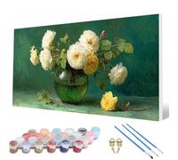 Pintar por Numeros Flores Pintar por Numeros Florero Paint by Numbers Adult con 3 Pinceles y Pigmento Acrílico Manualidades Adultos para Decoracion Hogar Pared, Regalo Mujer 100x300cm -hcw2507NO