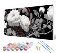 Pintar por Numeros Flores Pintar por Numeros Planta Paint by Numbers Adult con 3 Pinceles y Pigmento Acrílico Manualidades Adultos para Decoracion Hogar Pared, Regalo Mujer 70x140cm -hcw2507YL6J1K7