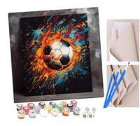 Pintar por Numeros Fútbol de rugby de colores (3) Adultos Kit de Pintura al óleo de Lienzo DIY para con Pinceles Pigmento Acrílico 40 x 40cm (Sin Marco)