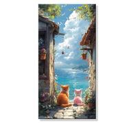 Pintar por Numeros Gato Cabina, Grande Manualidades Adultos Painting by Numbers Kits, Pintar por Numeros Principiantes, DIY Kit Pintura al óleo de Lienzo con Pinceles, Decor Hogar 20x40cm s0h-907