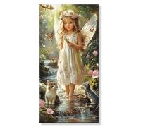 Pintar por Numeros Gato Mariposa, Grande Manualidades Adultos Painting by Numbers Kits, Pintar por Numeros Principiantes, DIY Kit Pintura al óleo de Lienzo con Pinceles, Decor Hogar 20x40cm s0h-869