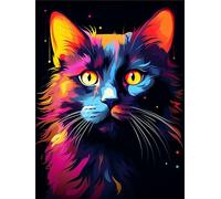 Pintar por Numeros Gato Negro, 60x80cm Kit de Pintura por Números para Adultos y Niños al óleo de Lienzo DIY, Cuadros por Numeros Moderna, Lindo Pintura por Números con Decoraciones para Hogar Regalo