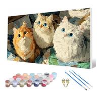 Pintar por Numeros Gato Pintar por Numeros Animal Paint by Numbers Adult con 3 Pinceles y Pigmento Acrílico Manualidades Adultos para Decoracion Hogar Pared, Regalo Mujer 30 x 60 cm -hcw250715WG5S9