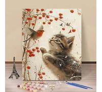 Pintar por Numeros Gato Pintar por Numeros Set PáJaro Painting by Numbers DIY Kit Pintura Entretenimiento Adultos Principiante Paintings Kits, Decoracion Hogar Regalo Sin Marco 80x120cm 3-O87MI