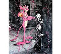 Pintar por Numeros graffiti Pantera Rosa y Charlie Chaplin DIY Cuadro al óleo con números para Kit de Pintura al óleo Digital para Adultos y niños de Lienzo decoración para el hogar 40x50cm -con marco